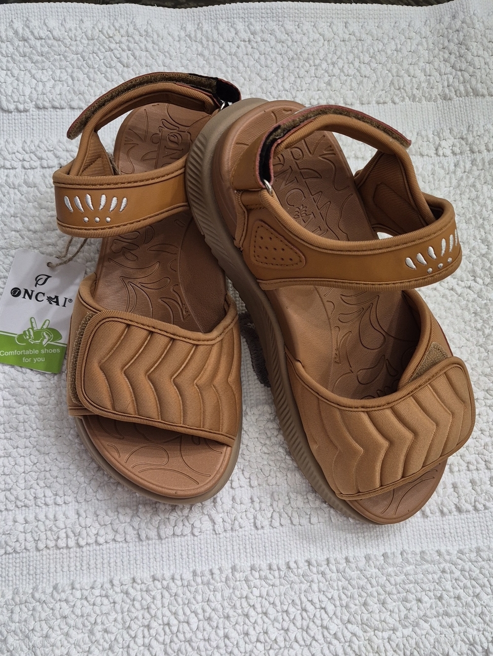 ONCAI Tan Orthotic Walking, Hiking Sandals Size 7 Vegan